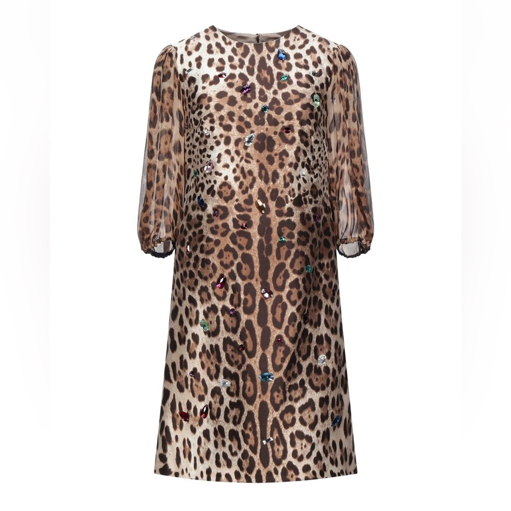 Dolce & Gabbana Brown Leopard Print Midi Dress
